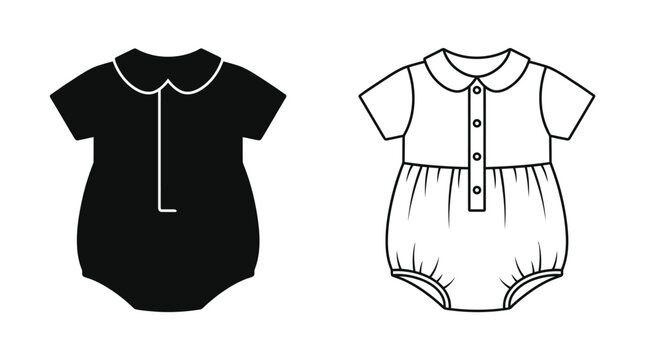 baby onesie silhouette and line drawing black