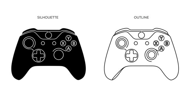 game controller silhouette and outline joystick gaming