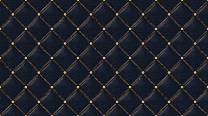Naklejka premium Dark Blue Quilted Diamond Pattern with Gold Stitching