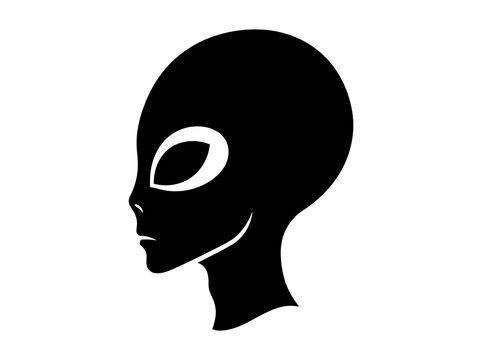 alien head silhouette on white background black