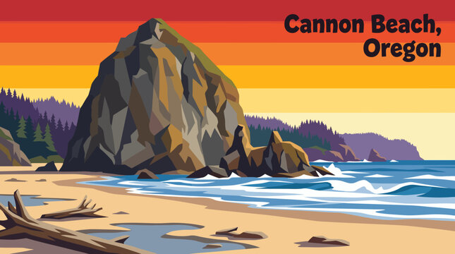 cannon beach dramatic pacific coastline with rocky shoreline ocean waves and famous natural travel destination