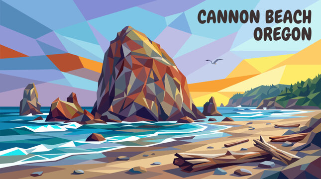 cannon beach dramatic pacific coastline with rocky shoreline ocean waves and famous natural travel destination
