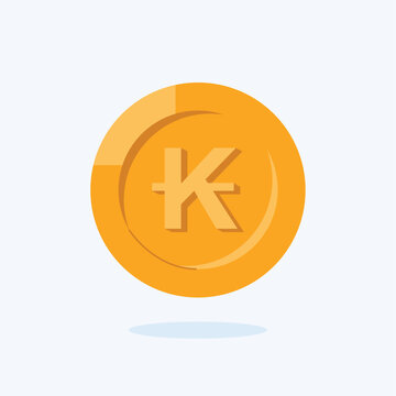 laos kip Currency Symbol on Golden Coin Icon