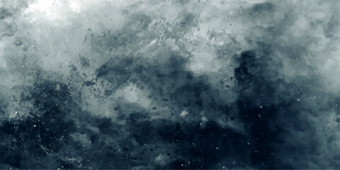 Blue clouds drift across a dark stormy sky background where light meets a nature texture of rain and motion over the sea © alllluuuu