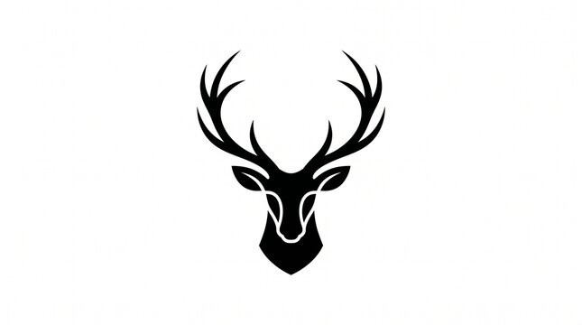 Stylized deer head graphic illustration with majestic antlers, wildlife