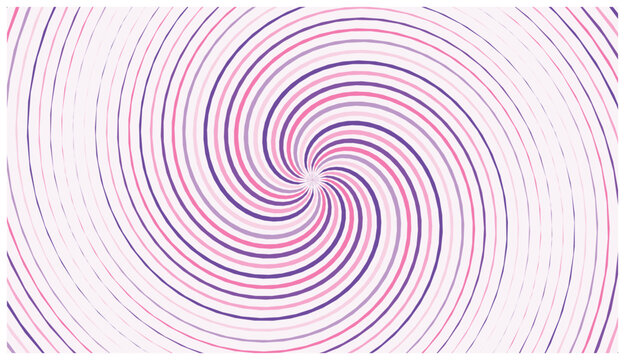 Abstract vector background with hypnotic spiral pattern featuring soft purple and pink radiating lines in seamless design.