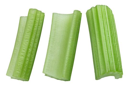 Fresh celery sticks isolated on white background healthy green vegetable