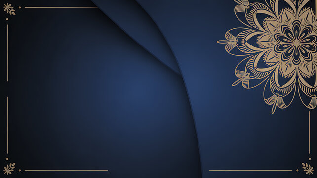 Dark blue background with a golden mandala and layered effect