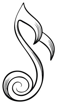 Artistic musical note with a swirling flourish and elegant lines