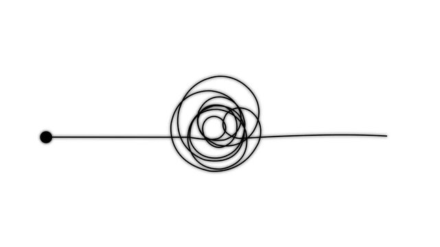 Abstract line arrow with scribble circle showing confusion to clarity concept for problem solving process and business direction4k motion video.
