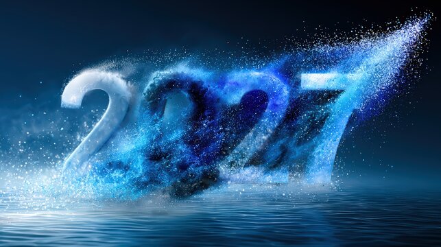 Entering a New Year 2027 with Dynamic Water Splash Design
