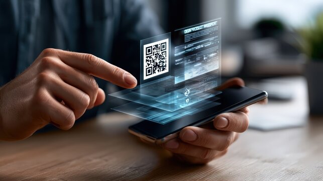 Augmented Reality Qr Code Scan with Smartphone Interface Concept