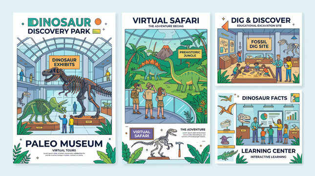 Dinosaur Discovery Park Virtual Safari Educational Exhibits Posters