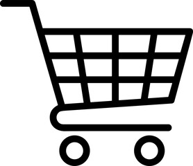 Minimalist shopping cart icon, black and white line art, e-commerce symbol © gok