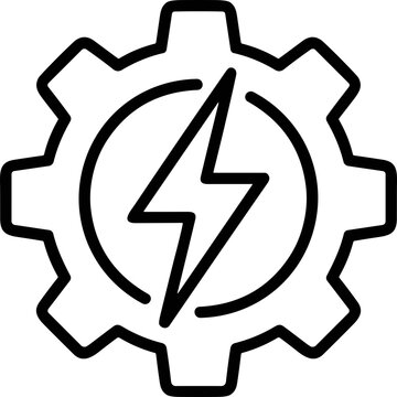 Industrial Power Symbol: Gear with Lightning Bolt Icon