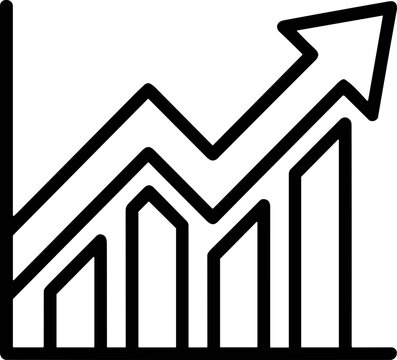 Upward Trend Graph Icon: Business Growth, Financial Success, Progress and Strategy
