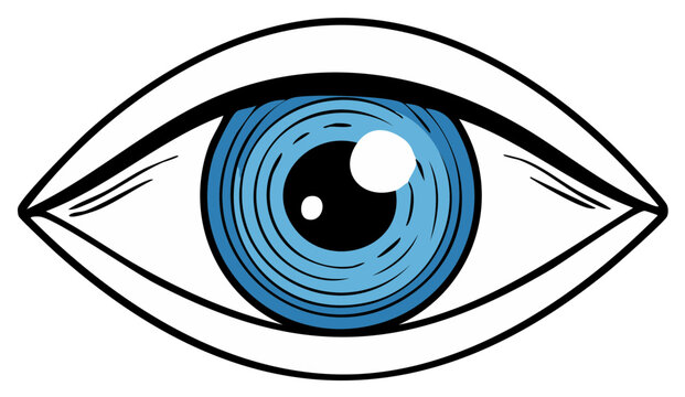 Illustration of a Detailed Blue Eye Featuring Intricate Lines and Reflected Light