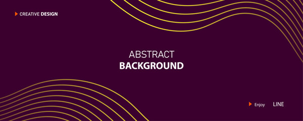 Fototapeta premium Abstract background with gold lines on dark purple