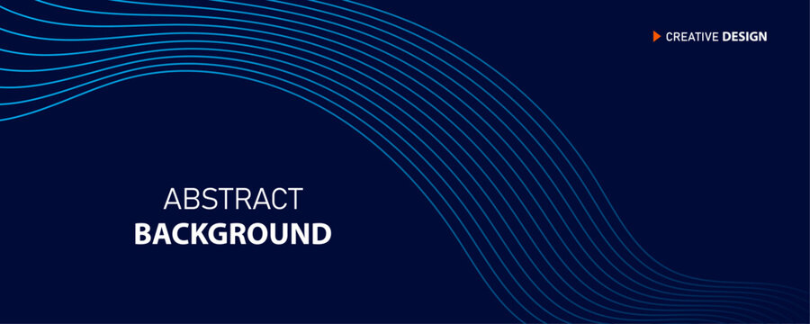 Abstract background with blue wavy lines on dark blue