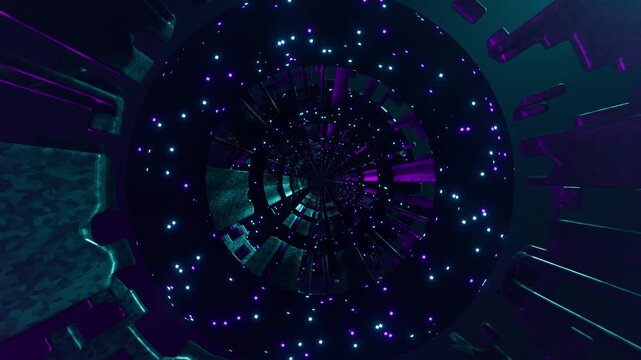 Neon futuristic sci‑fi environment tunnel background 3d render vj loop motion backdrop