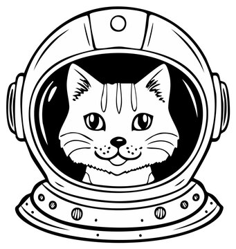 Cute cat astronaut in helmet exploring outer space adventure concept