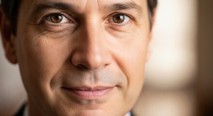 Obraz premium Professional male leader portrait showcasing confidence and approachability, expressing understanding in corporate environment.