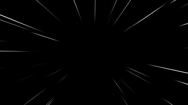 Speed lines black background with alpha channel, Abstract Manga Speed Lines zoom anime speed lines overlay animation. Fast speed lines loop animation overlay. 4k video