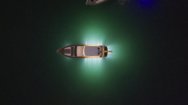 Night lights of the motor yacht