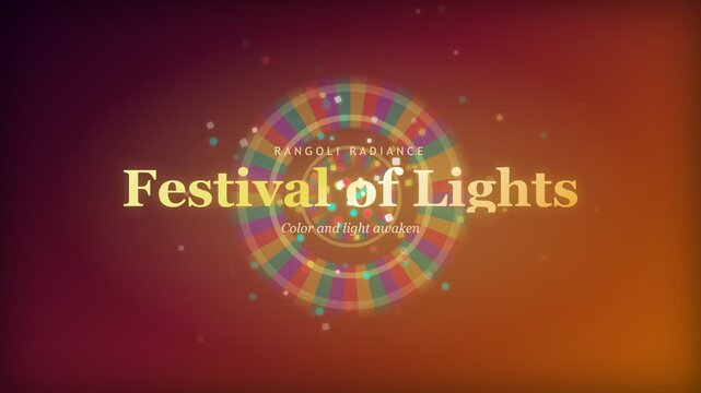 Diwali festival of lights title card with spinning rangoli pattern