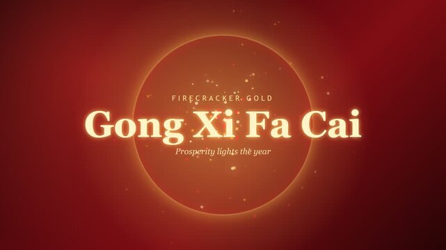 Gong Xi Fa Cai Chinese New Year greeting with glowing gold particles