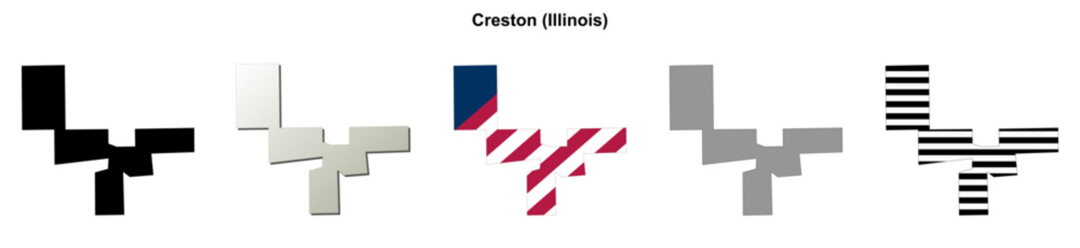 Creston (Illinois) blank outline map set