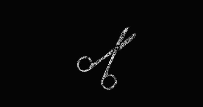 Sketch surgical scissors icon animation - smooth progressive reveal