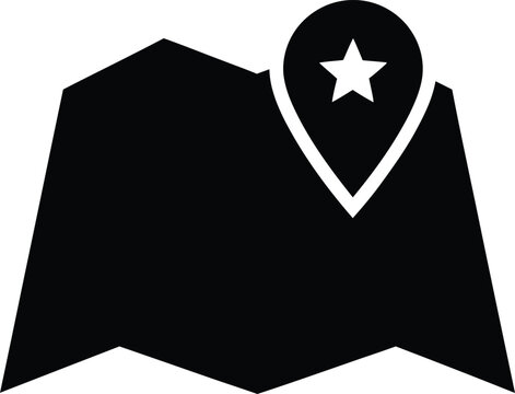 Folded map with star location pin pointing important travel destination vector illustration