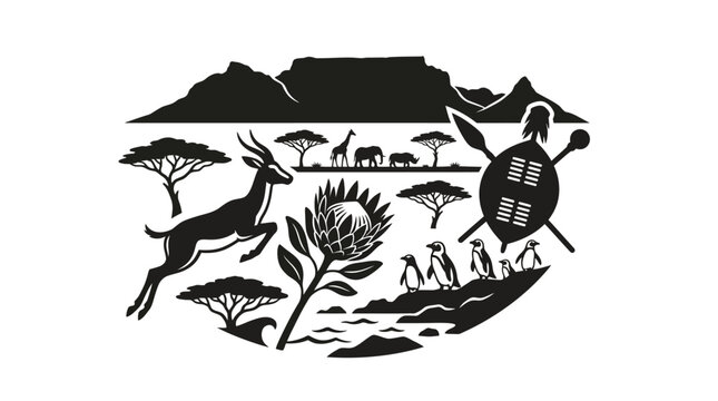 Black silhouette of a running gazelle.