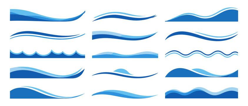 Abstract wavy border and divider shapes collection, modern curve frame templates for website header, banner section, page separator vector illustration