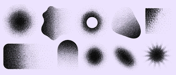 Abstract stipple dot noise background vector illustration with black grain gradient, dusty halftone texture, random speckle fade and grunge pattern © aura studio
