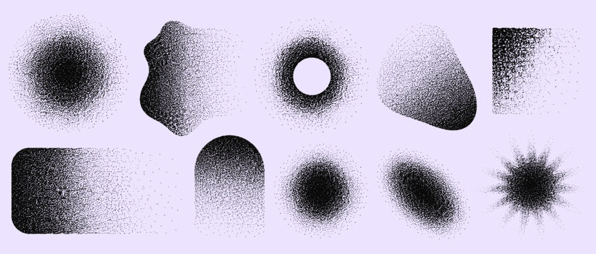 Abstract stipple dot noise background vector illustration with black grain gradient, dusty halftone texture, random speckle fade and grunge pattern