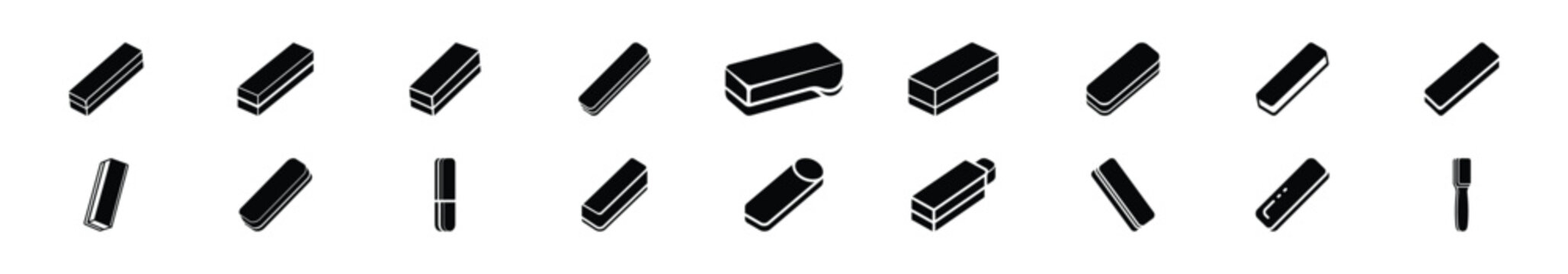 Minimalist female nail buffer silhouette icon set, women view and beauty vector icons