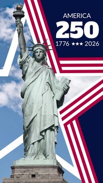 Vertical banner for usa independence day america two hundred fifty years statue of liberty patriotic