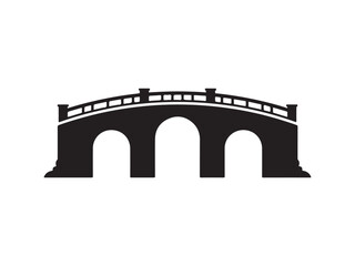 Fototapeta premium Elegant Arched Stone Bridge Silhouette Icon for Connectivity and Infrastructure Design