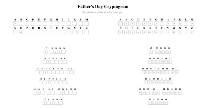 Father's Day cryptogram puzzle for family fun and entertainment  