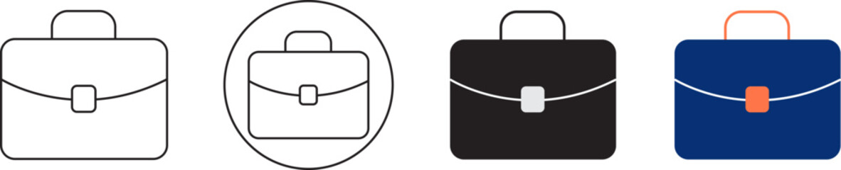 Obraz premium A set of briefcase icons in various colors and line art styles