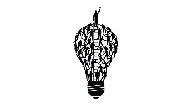 black lightbulb idea concept with scribbles