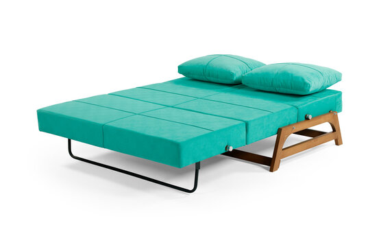 Step-by-Step Transition of Modern Green Sofa into a Spacious Bed 