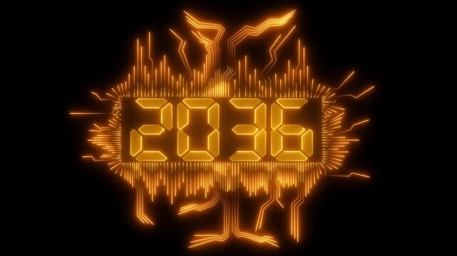 2036 neon line text. Abstract 2036 neon text animation, Glowing neon number text background. video animation . important year, important date 2036. Educational mathematics 2036 animation.