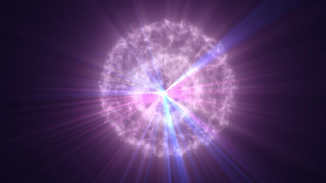 Purple glowing energy sphere with bright blue and pink rays
