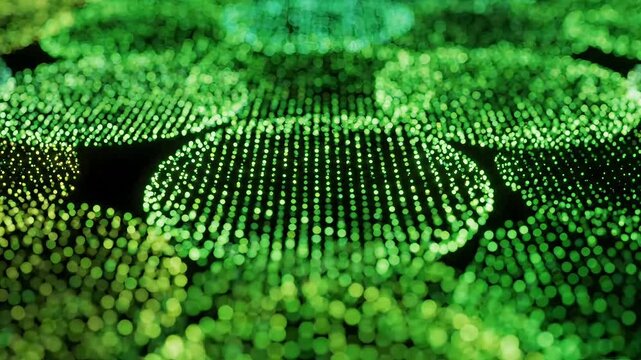 Glowing Green Circles on Black Background