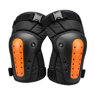 Black and orange hiking backpacks with gear on side
