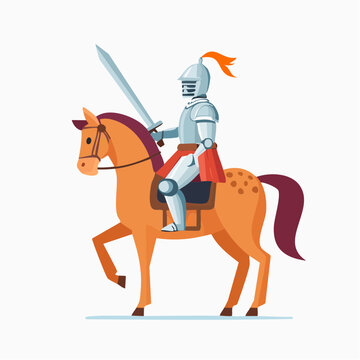 Chevalier en armure sur cheval &ndash; illustration m&eacute;di&eacute;vale h&eacute;ro&iuml;que