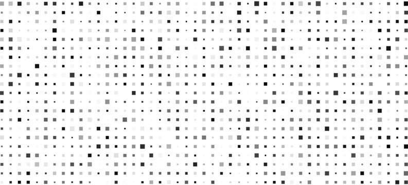 Abstract monochrome square data pattern background, random grayscale tile matrix, seamless geometric pixel texture, modern vector technology wallpaper.
